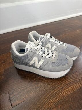 New Balance Light Gray Layered Platform Sneakers